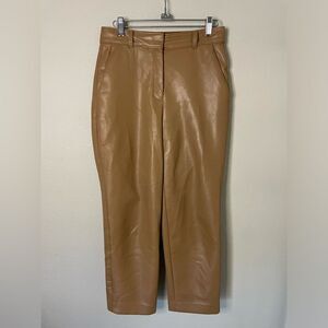 Aritzia Babaton women’s faux Leather Command Crop fitted Camel Tan pant SZ 4